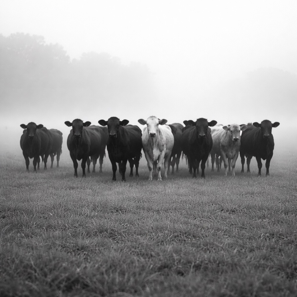 Black and White Cattle Photography Print